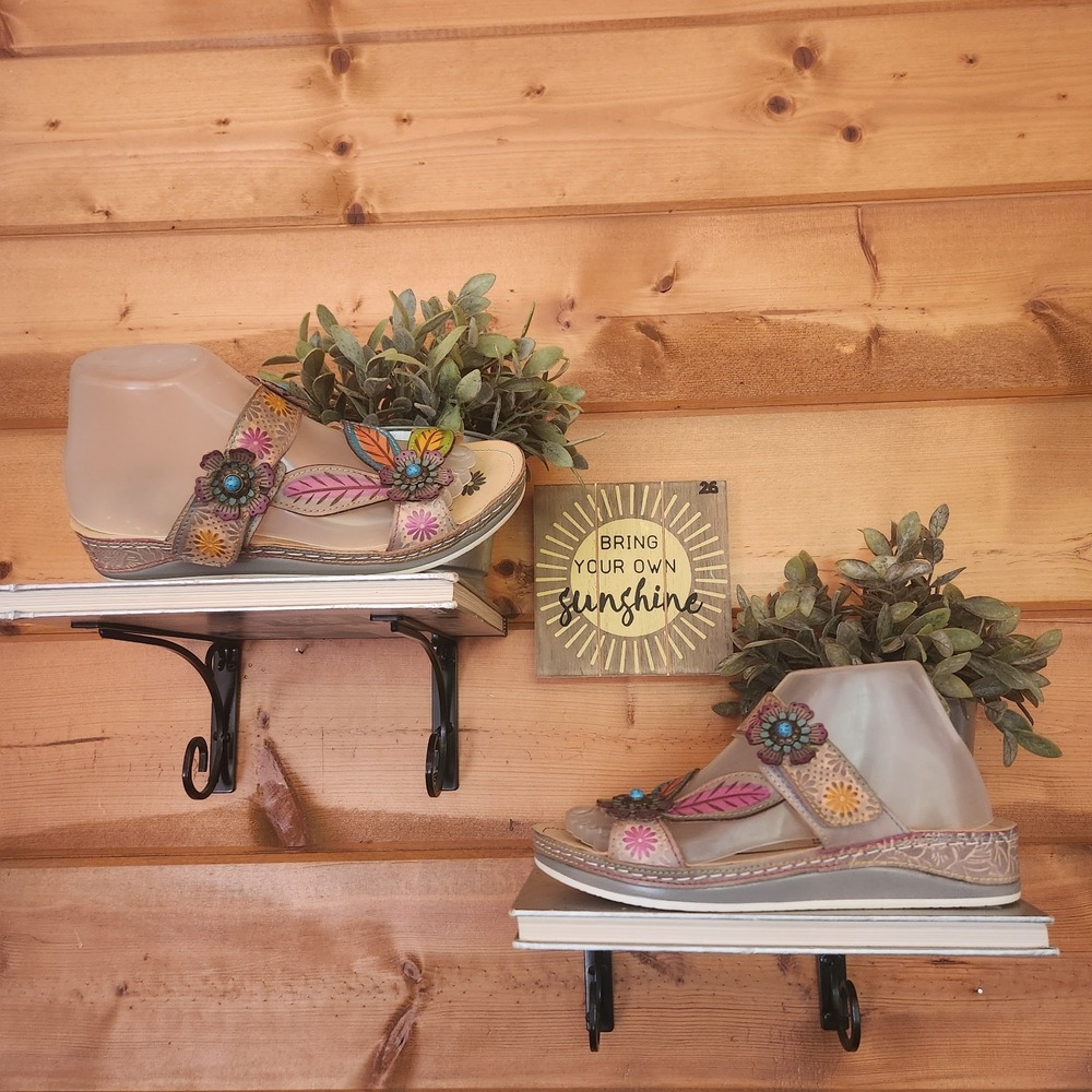 Spring Step L'Artiste Pillow-Soft Sandal Floral Leather Boho Artsy Platform Sz 9